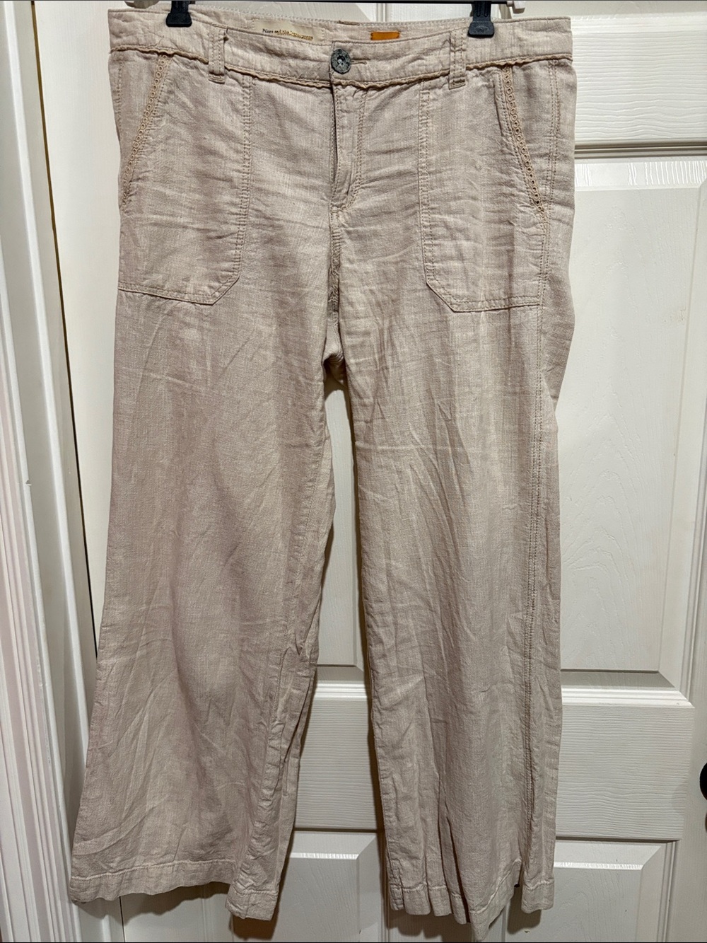 Pilcro Anthropologie Light Beige Linen-Blend Casual Chinos